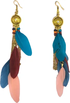 Zdjęcie produktu dla Kolorowe kolczyki w stylu boho z zawieszkami w kształcie liści i perełek