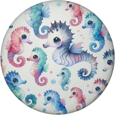 Produktbild von Seepferdchen Aquarell Magnet rund