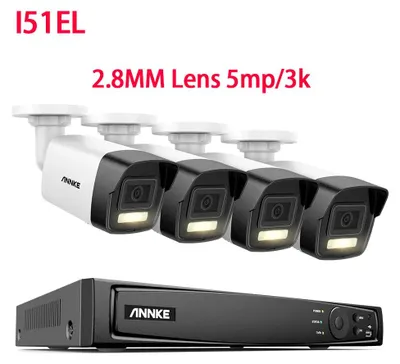 Produktbild von IP-Überwachungskamerasystem, 4K Ultra HD, 8-Kanal-Netzwerkvideoaufzeichner (NVR) mit 4 Kameras, Audioaufnahme und Nachtsichtfunktion