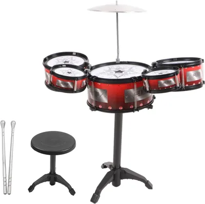 Productafbeelding van Kinder Jazz Drumstel - Muzikaal Drumstel - Muziek Ontdekken - Stille Drumpads - 38 x 25 x 18 cm - Blauw