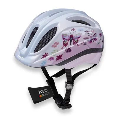 Produktbild von KED Meggy II Trend I Kinder Fahrradhelm Insektenschutznetz Integriertes LED-Rücklicht maxSHELL Technologie Farbe: butterfly glossy Größe: 52-58 (M)