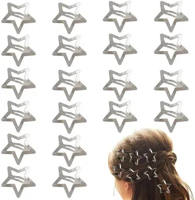 Produktbild von 20 Stück Metallstern Haarspangen silber für Kinder und Frauen
