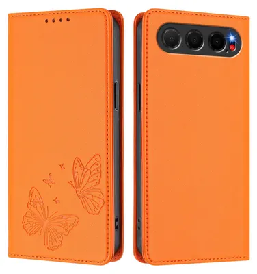 Image de Étui en cuir pour ZTE nubia Air, étui de protection type portefeuille en cuir gaufré « papillon » avec support, couleur orange