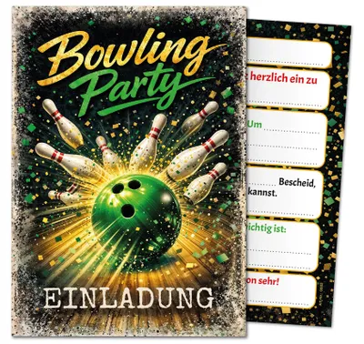 12 Einladungskarten Kindergeburtstag Bowling Grün