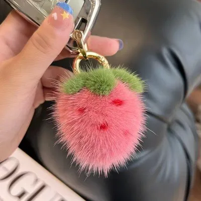 Obrázok produktu pre Ružový plyšový náramok s príveskom na kľúče pre ženy