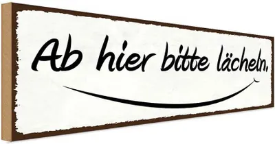 Produktbild von vianmo Holzschild 10x27 cm Ab hier bitte lächeln Dekoration