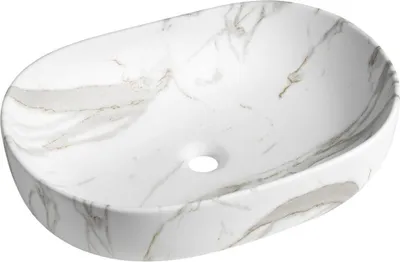 Immagine prodotto di Lavabo da appoggio CALEO, Vetroceramica 60x42cm, Bianco carrara