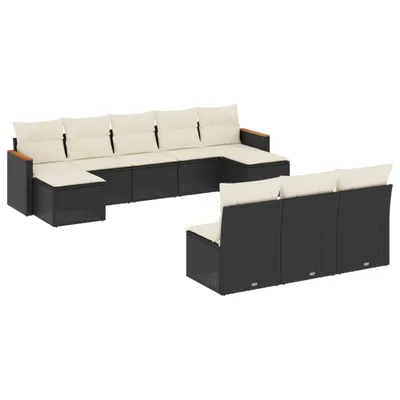 Produktbild von vidaXL 10-tlg. Garten-Sofagarnitur mit Kissen Schwarz Poly Rattan