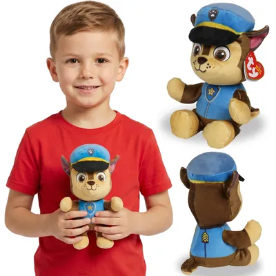 Produktbild von TY Paw Patrol CHASE Plüschmaskottchen, Plüschtier, Kuscheltier Beanie Babies, weiches Sensorikspielzeug 20 cm