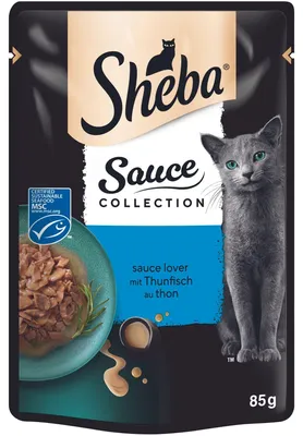 Produktbild von Sheba Sauce Collection Katzen Nassfutter Thunfisch MSC 28x85g Portionsbeutel