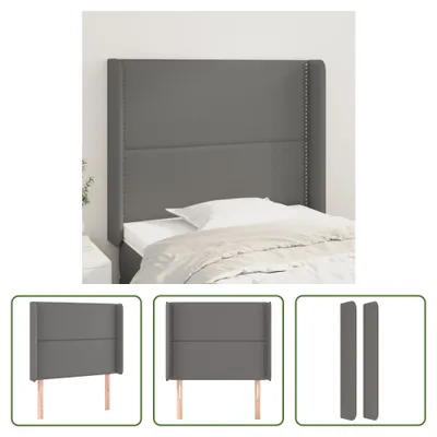 Produktbild von The Living Store Kopfteil mit Ohren Grau 93x16x118/128 cm Kunstleder