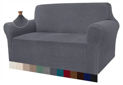 Obrázek produktu pro Vysoce elastický potah na pohovku, moderní přehoz na pohovku, elastický potah Jacquard do obývacího pokoje, ochrana pro psy a domácí mazlíčky (2místný, šedý)