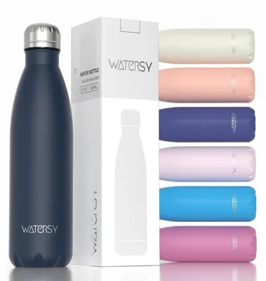 Produktbild von Isolierte Trinkflasche Sport 500 ml, Thermosflasche Metall, Auslaufsicher, BPA-Frei, Doppelwandig, Kobaltblau