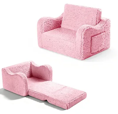 Kinderbank 2-in-1 Schlafsofa, klappbar, 58x43x40 cm, Rosa