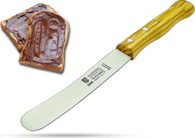 Produktbild von SMI Brötchenmesser 22,5 cm - Solingen Buttermesser & Frühstücksmesser, Buckelsmesser mit Olivenholzgriff, Nicht spülmaschinenfest, Germany