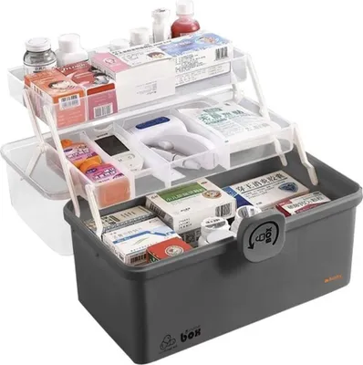 Image de Organisateur de médicaments 32 × 22,5 × 19 cm, gris