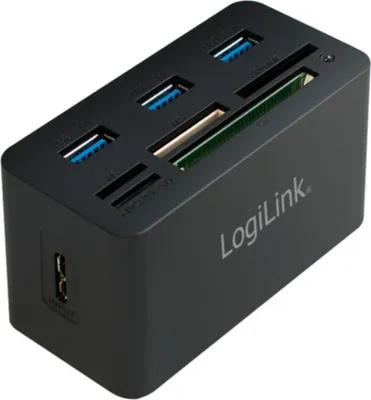 Produktbild von LogiLink CR0042 Koncentrator LogiLink USB 3.0 z czytnikiem kart all-in-one, czarny