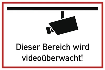 Image de Panneau de signalisation vidéo surveillé L300xl200mm blanc noir Ku.