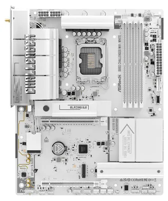 Produktbild von ASRock B860 Challenger WiFi White - Motherboard - ATX - LGA1851 Sockel - B860 Chipsatz - USB-C 3.2 Gen 1, USB 3.2 Gen 1 - Wi-Fi 7, Bluetooth, 2.5 Gigabit LAN - Onboard-Grafik (CPU erforderlich)
