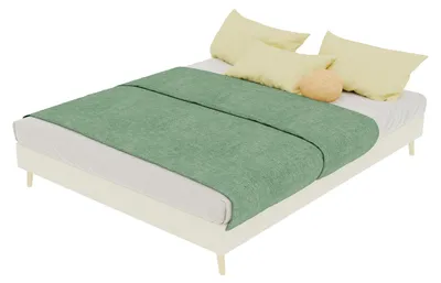 Imagen del producto de Estructura de cama de 140x200 cm, color beige, de madera con tapizado de terciopelo, cama plataforma baja, diseño moderno para dormitorio