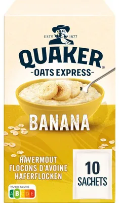 Obrázok produktu pre Quaker Oats Express Banánové ovsené vločky 348 g – Rýchla, lahodná kaša