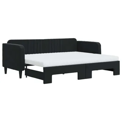 Produktbild von VidaXL 3197084, Sofabett, Schwarz, Schaum, Metall, Polyester, Holz, 2230 mm, 900 mm