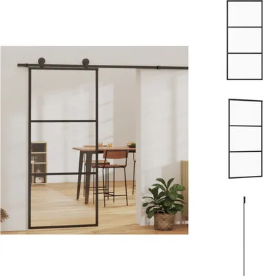 Zdjęcie produktu dla vidaXL Drzwi przesuwne ESG szkło i aluminium 90x205 cm czarne - Drzwi