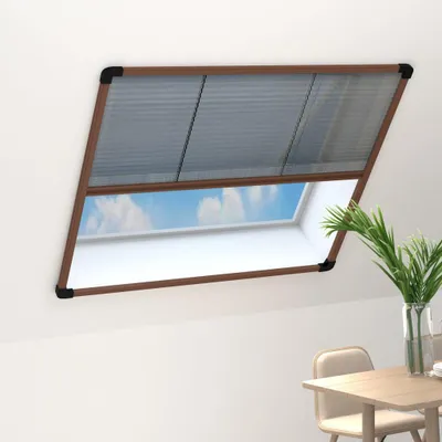 Produktbild von Langlebige Insektenschutz-Plissee für Fenster Aluminium Braun 120x120 cm,Plissees Möbel46949
