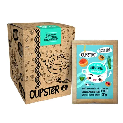 Produktbild von Cupster vegane glutenfreie Instant Türkische Rote Linsencremesuppe MHD:22.08.26  10er Pack 10x23g