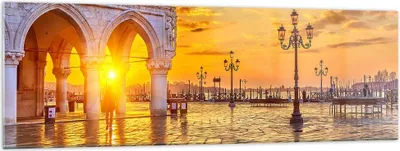 Produktbild von Bilder auf glas - Venedig Stadt - 160x50cm - Glasbilder - Wandbilder - Kunstdruck - zum Aufhängen bereit - Wanddekoration aus Glas - Glas Bilder - Wandbild auf Glas - Einteilig - GAB160x50-3665