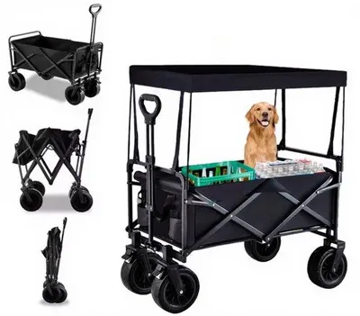 Produktbild von Kinderwagen mit Abdeckung - Offroadreifen - Einziehbar - Kindertransport - mit Schiebe- und Ziehstange
