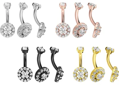 Produktbild von Bauchnabel-Piercing, Rook Piercing Titan Banane mit Push Fit KRISTALLDISC Schwarz Stablänge: 8mm