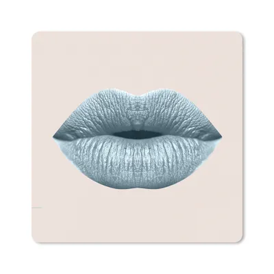 Produktbild von MuchoWow® Mauspad Mousepad Lippen - Pastell - Grau 20x20 cm - Mousepads - Maus Mat - Pad - Mausunterlage - Desk Mat - Bureauartikeln