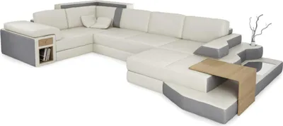 Produktbild von Design Sofa U Form Leder Wohnlandschaft Couch Polster Sitz Ecksofa Garnitur neu