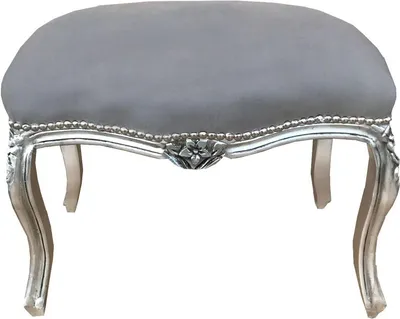Produktbild von Casa Padrino Barock Sitzhocker Grau / Silber - Antik Stil Möbel