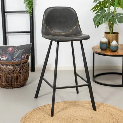 Produktbild von Bronx71 Barhocker Logan Leder anthrazit 70 cm