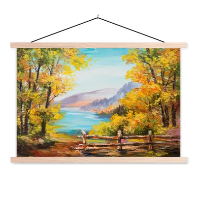 Produktbild von MuchoWow® Textilposter Malerei - Ölgemälde - Pflanzen - Natur 60x40 cm mit holzfarbenen Rahmen - Bilder