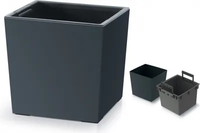 Image de Nohel Garden Planter Cover URBI SQUARE LOW 2in1 plastic 24x24x24cm