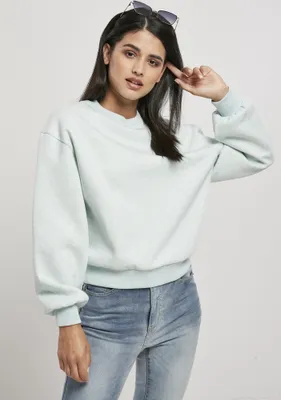 Produktbild von Urban Classics Damen Sweatshirt Ladies Oversized Color Melange Crewneck Aqua Melange-3XL