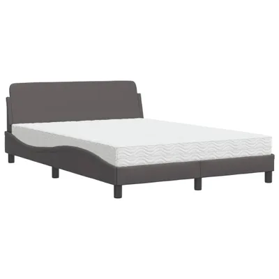 Produktbild von vidaXL Bett mit Matratze "Dover" Grau 140x190 cm Kunstleder