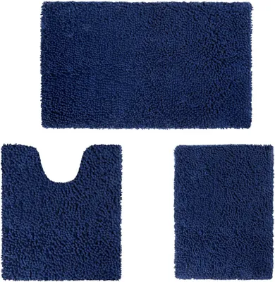 Produktbild von 3-teiliges rutschfestes Badematten-Set, hohe Wasseraufnahmedichte, weiche Mikrofaser, WC-Vorleger, maschinenwaschbar, Badezimmerteppich, Teppich