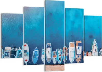 Produktbild von Bild auf Leinwand - Leinwandbild - 5 Teile - Hafen Hafen £ódŸ - 150x100cm - Wand Bild - Wanddeko - Wandbilder - Leinwanddruck - Bilder - Wanddekoration - Leinwand bilder - Wandbild - EA150x100-5081