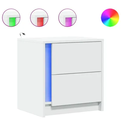 Obrázek produktu pro Noční stolek s LED osvětlením bílý kompozitní dřevo