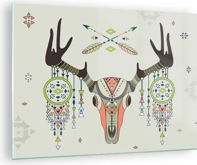 Produktbild von Bilder auf glas - Hirsch Mandala Spiritualität wild - 70x50cm - Glasbilder - Wandbilder - Kunstdruck - zum Aufhängen bereit - Wanddekoration aus Glas - Glas Bilder - Wandbild auf Glas - GAA70x50-3154