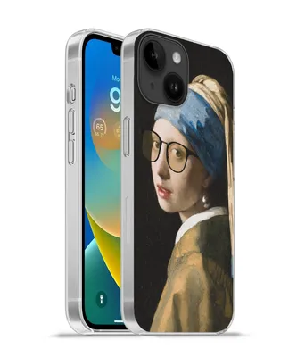 Produktbild von MuchoWow® Handyhülle Schutzhülle Hülle für Apple iPhone 14 - Softcase Das Mädchen mit dem Perlenohrring - Vermeer - Brillen Silikon Softcase Handy Hülle - Mobiltelefonhülle