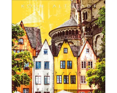 Produktbild von Glasbild Köln Altstadt gelb 20x20 cm
