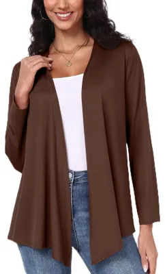 Productafbeelding van Solidchoice - Dames Cardigan met Lange Mouwen en V-Hals in Koffiebruin
