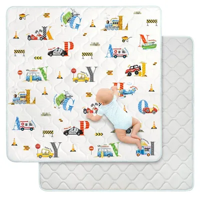 Produktbild von Faltbare Spielmatte für Babys, 127x127 cm, mit rutschfester Unterlage und dicken Polstern