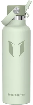 Zdjęcie produktu dla Termos ze stali nierdzewnej, bidon, 750 ml, kolor szmaragdowy, bez BPA, szczelny, z pokrywką FlipFlow i słomką