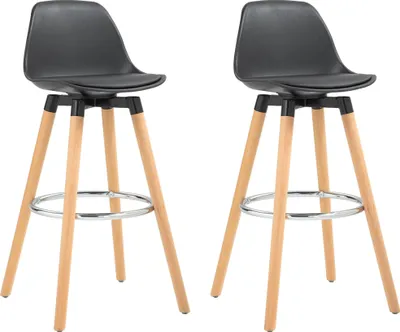 Produktbild von Skandinavische Barhocker, 2er-Set, Holzgestell, Schwarz